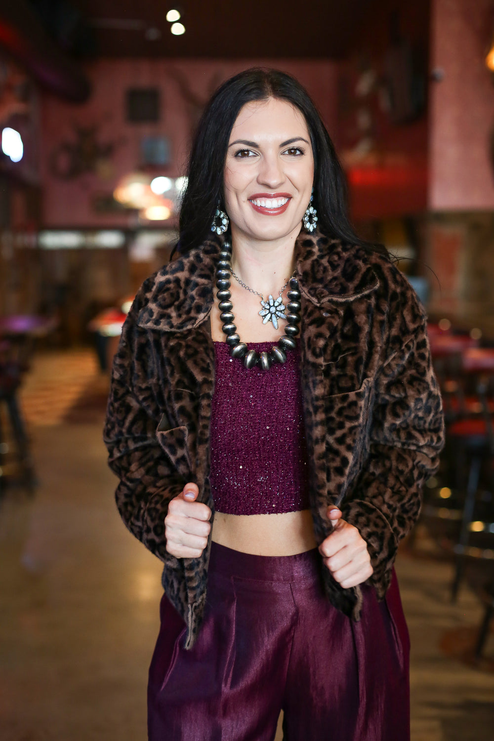 Fuzzy Leopard Print Jacket