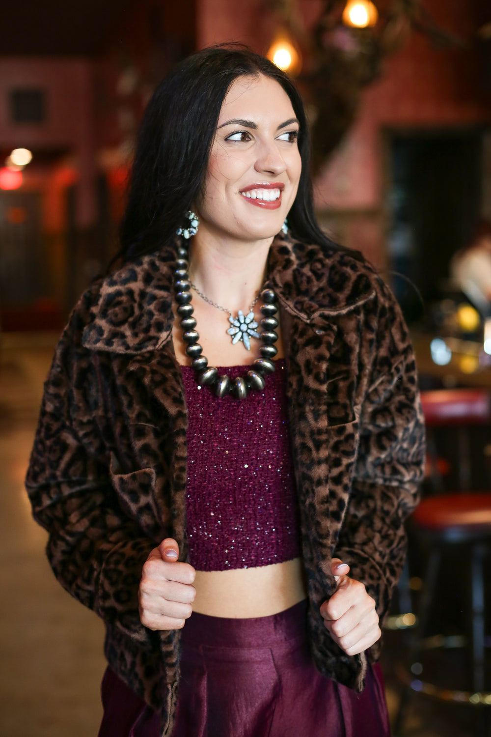 Fuzzy Leopard Print Jacket