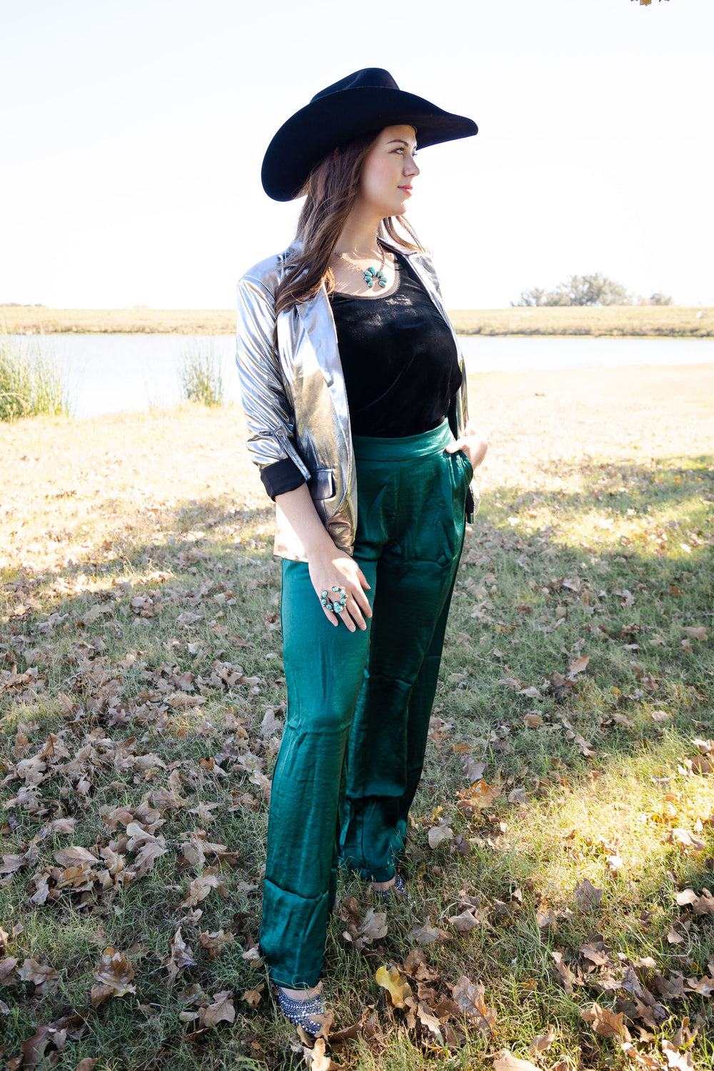 Green Silky Pants