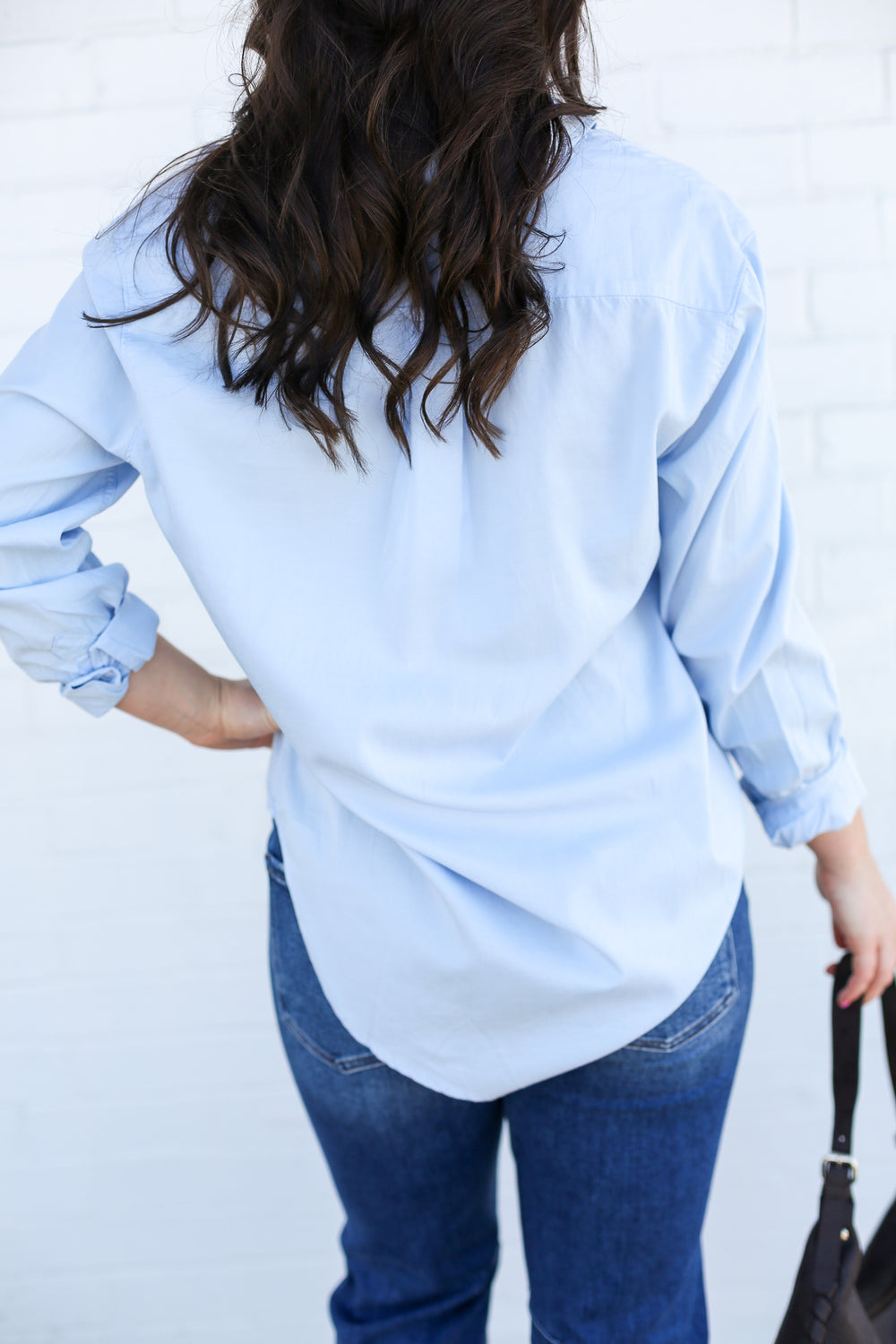 Galina Relaxed Fit Long Sleeve Skyway Blue Button Up