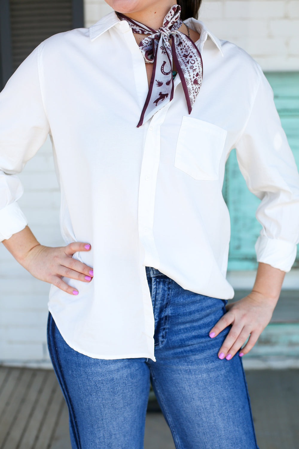 Galina Relaxed Fit Long Sleeve White Button Up