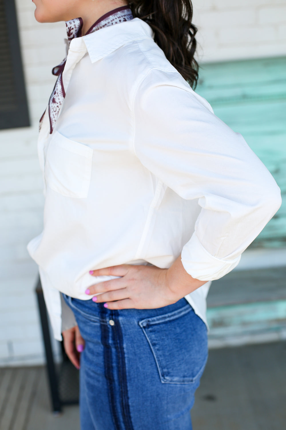 Galina Relaxed Fit Long Sleeve White Button Up
