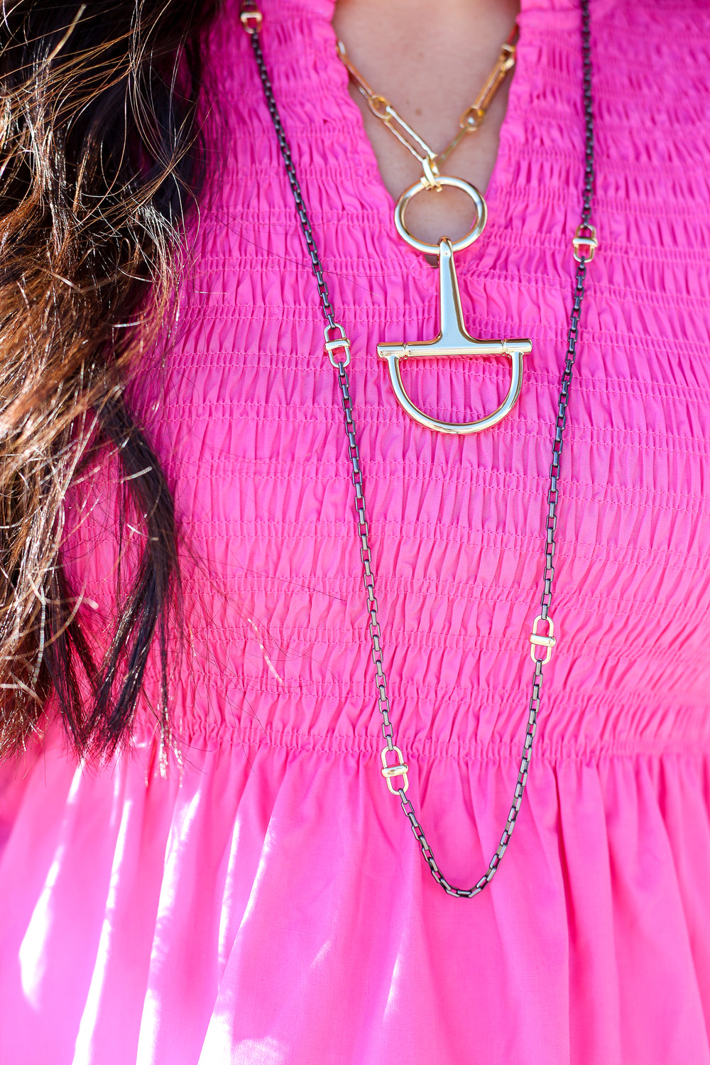 Gold Plated Drop Snaffle Bit Necklace