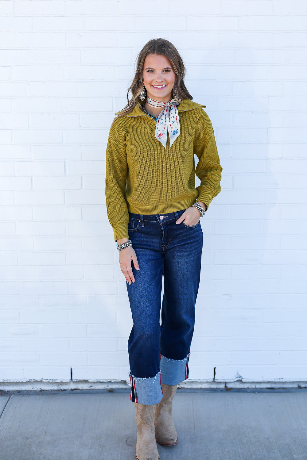 Green Zippered Turtleneck Sweatshirt