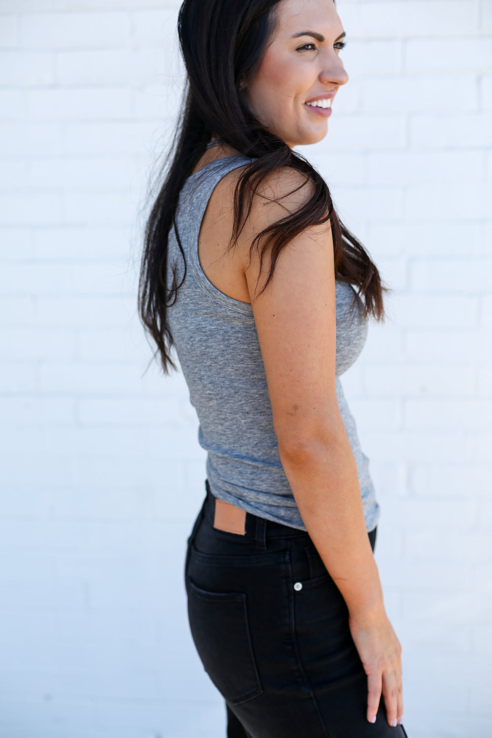 Grey Cloud Knitted Basic Tank Top