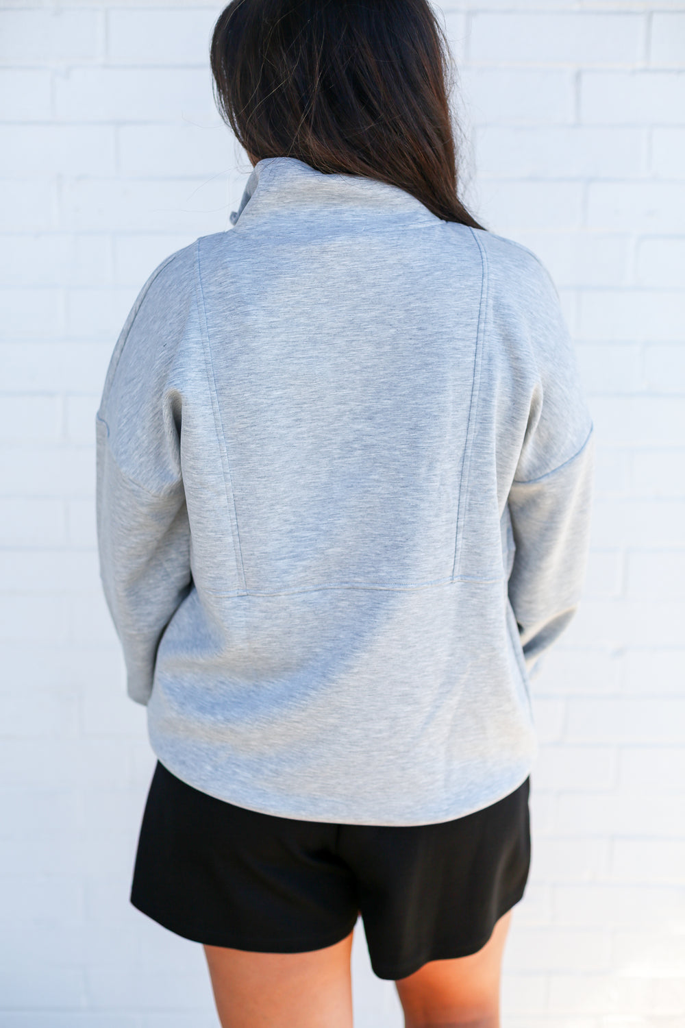 Grey Oversized Half Zip Cocoon Sweatshirt