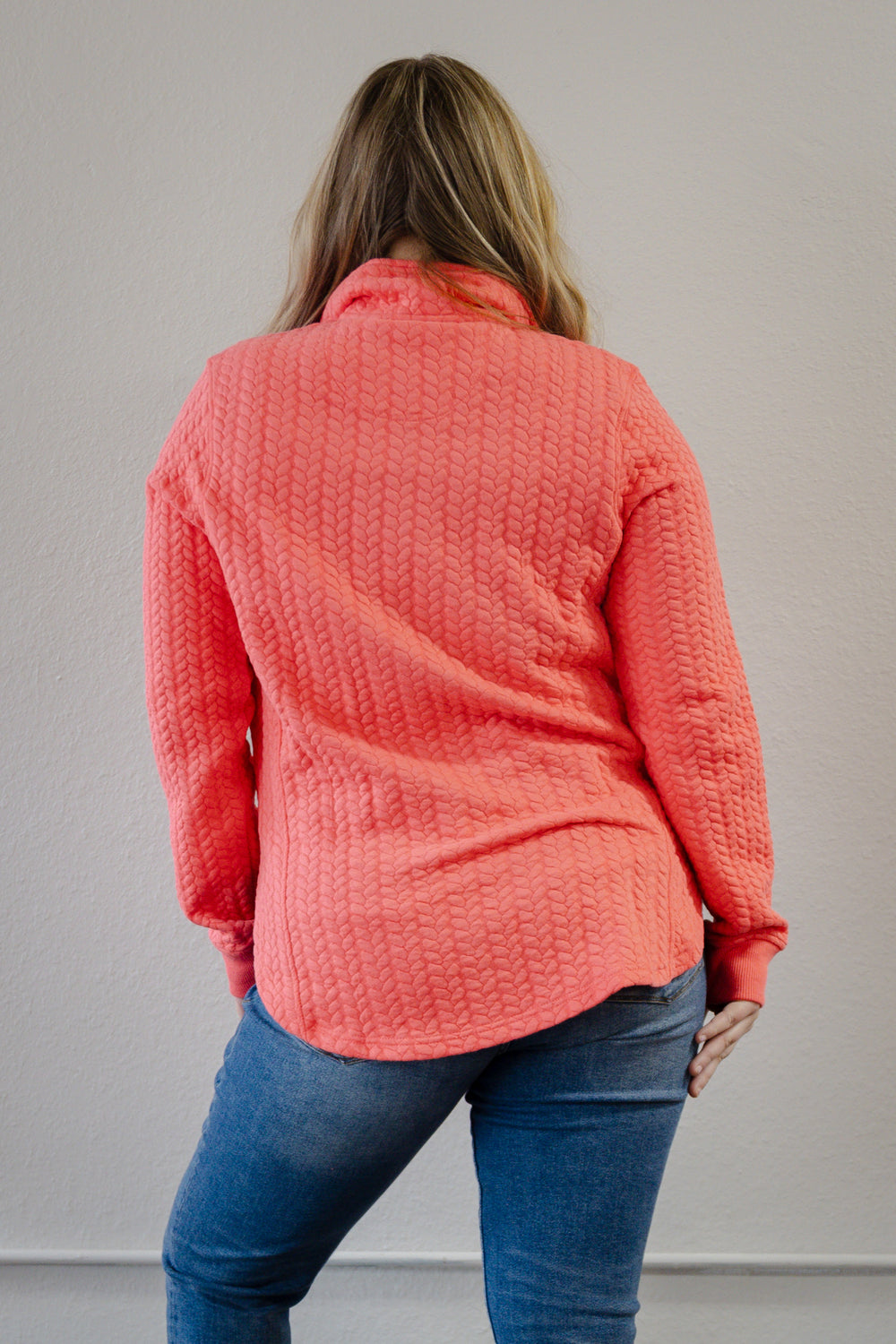 Hot Coral Quarter Zip Pull Over