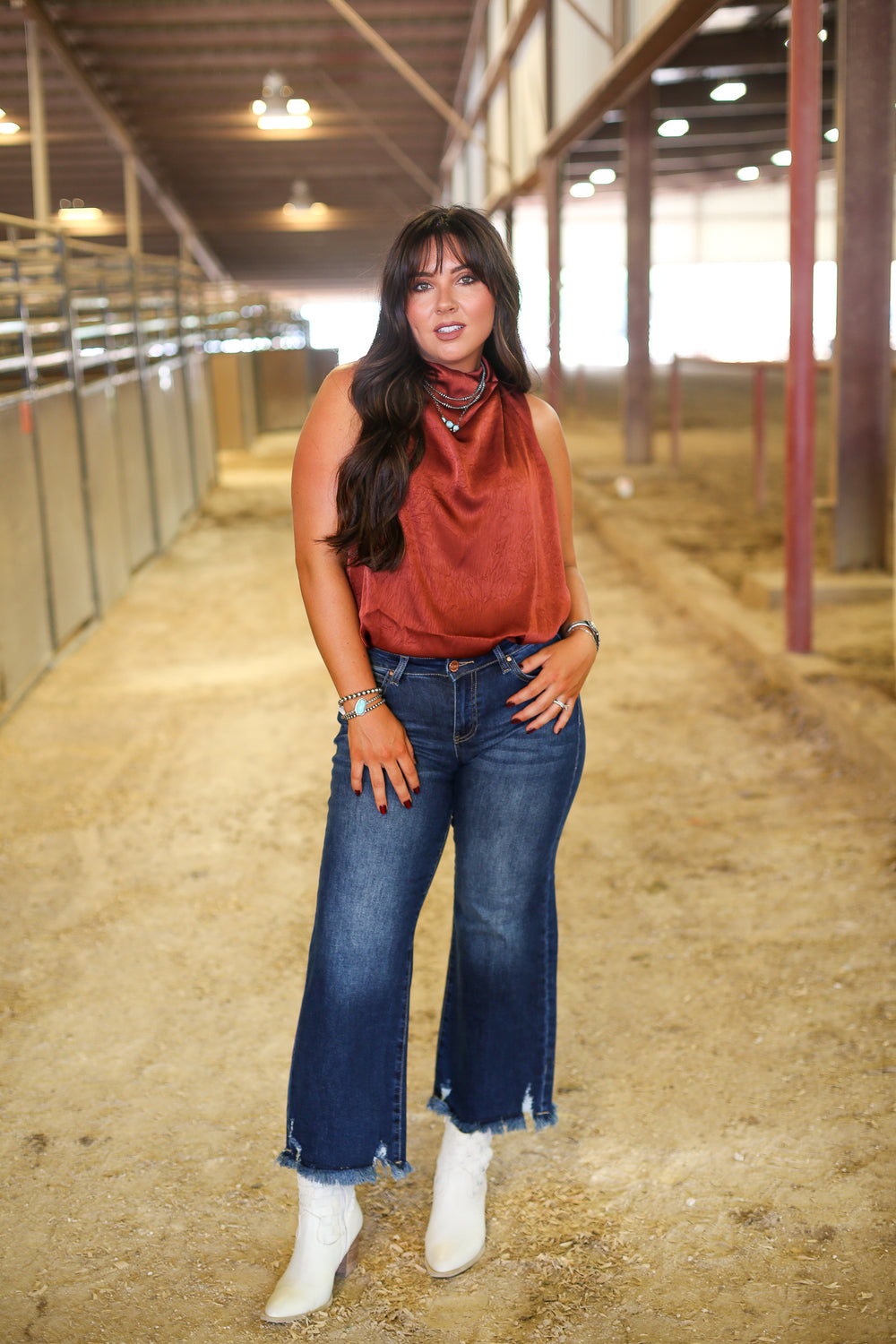 Harlow Halter Neck Rust Blouse