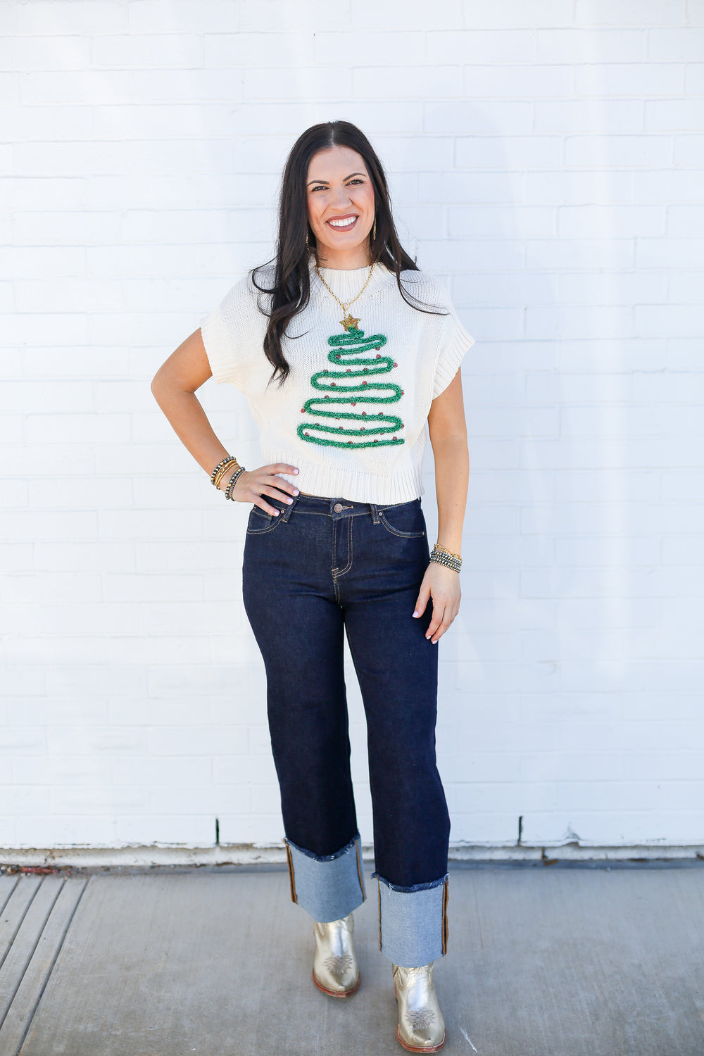 Holly Jolly Sleeveless Knit Sweater