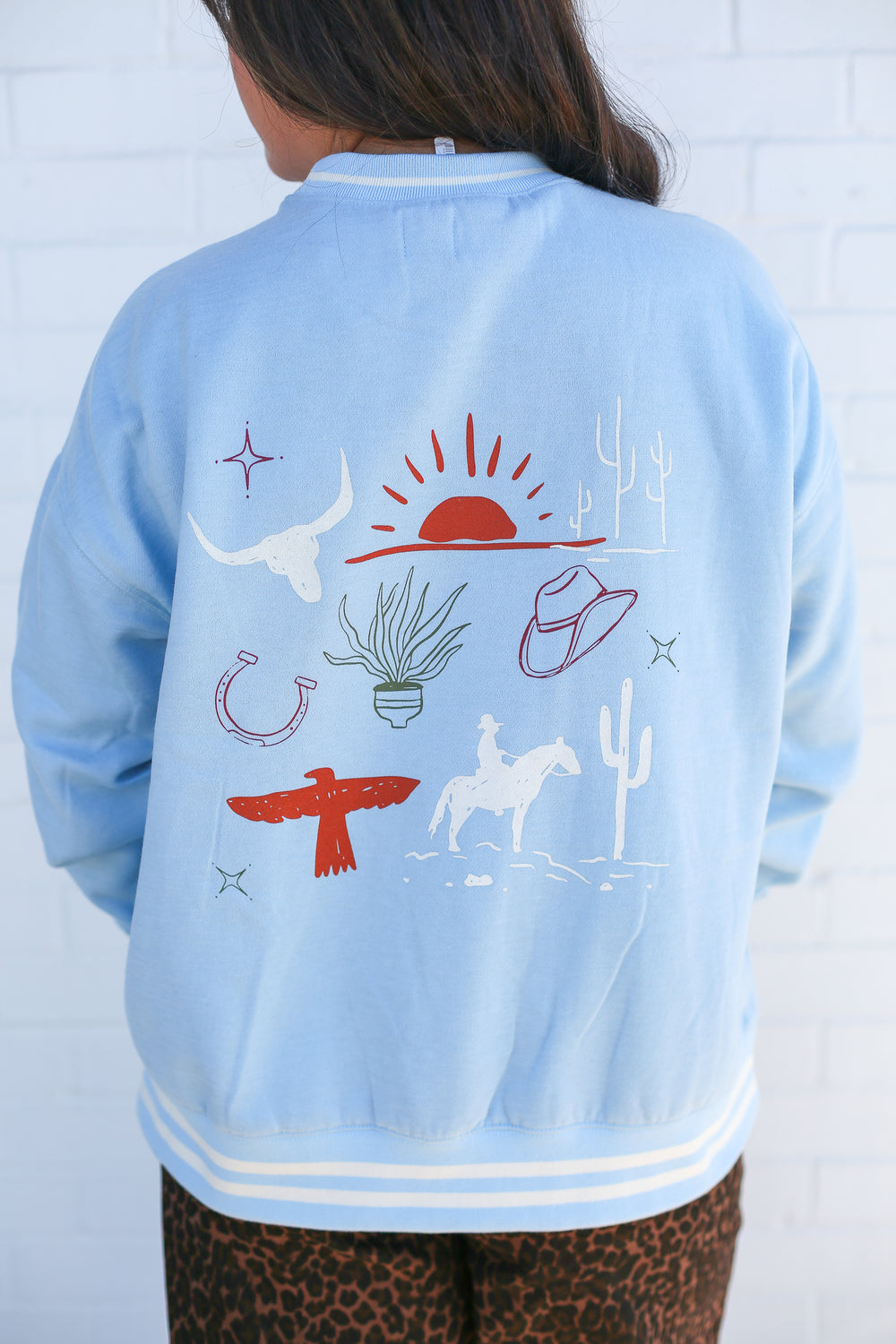 Howdy Embroidery Blue Sweatshirt