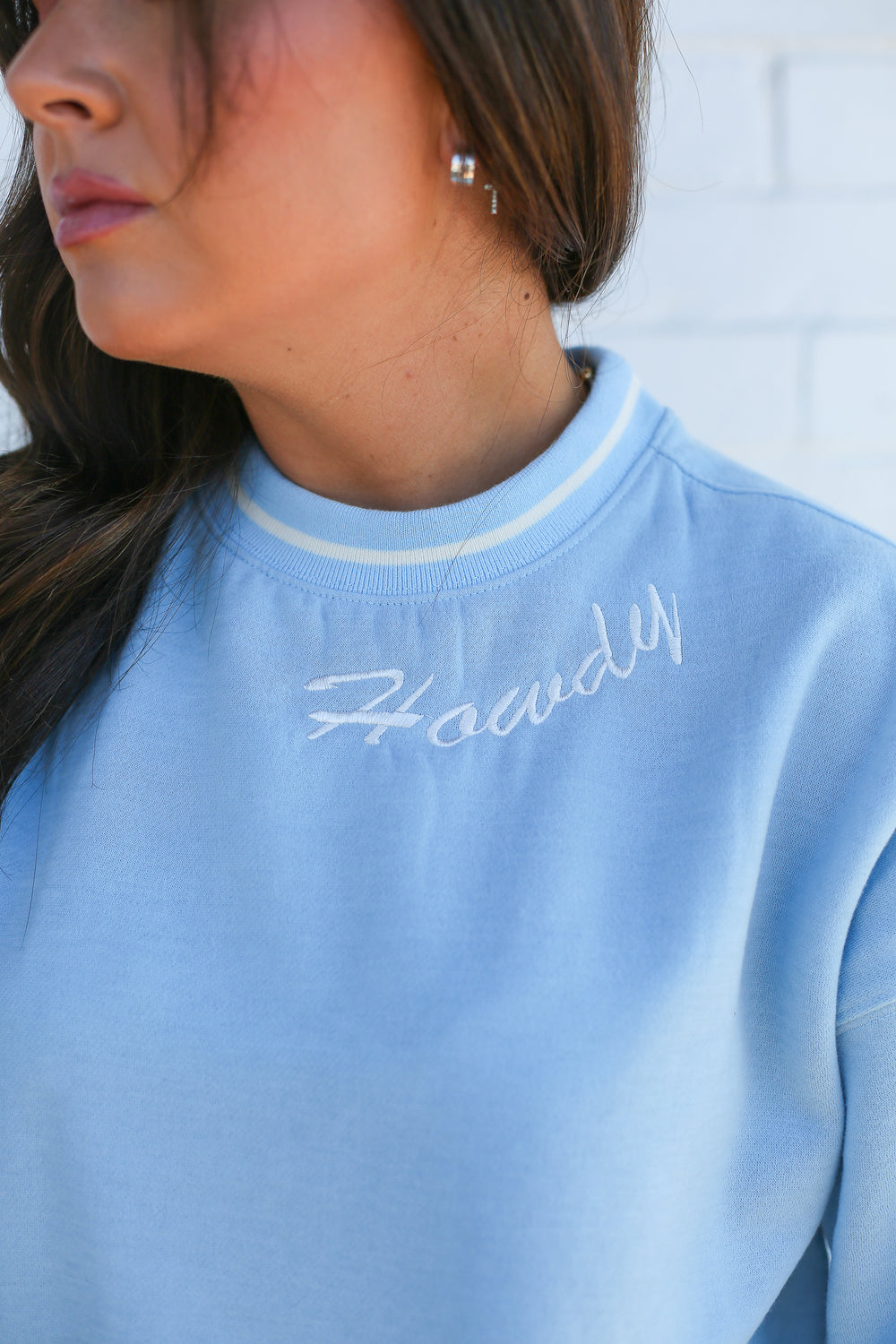 Howdy Embroidery Blue Sweatshirt