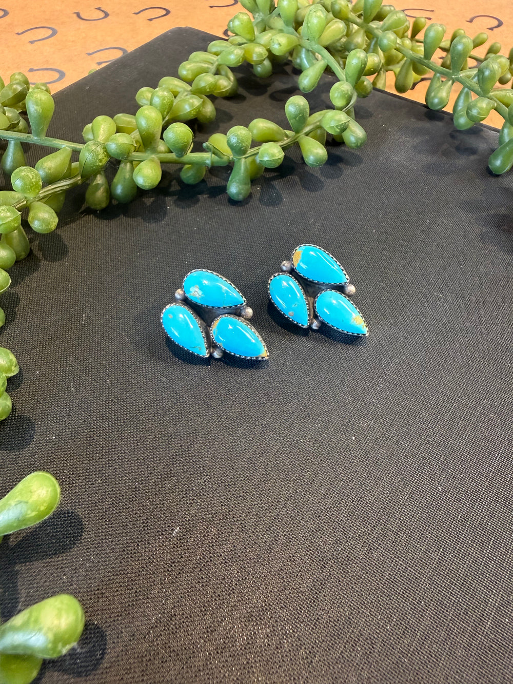 Debra Smith Trio Teardrop Turquoise Earrings