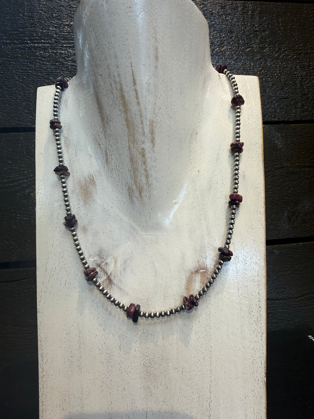 Navajo Pearl and Purple Spiny Oyster Necklace 18 inch