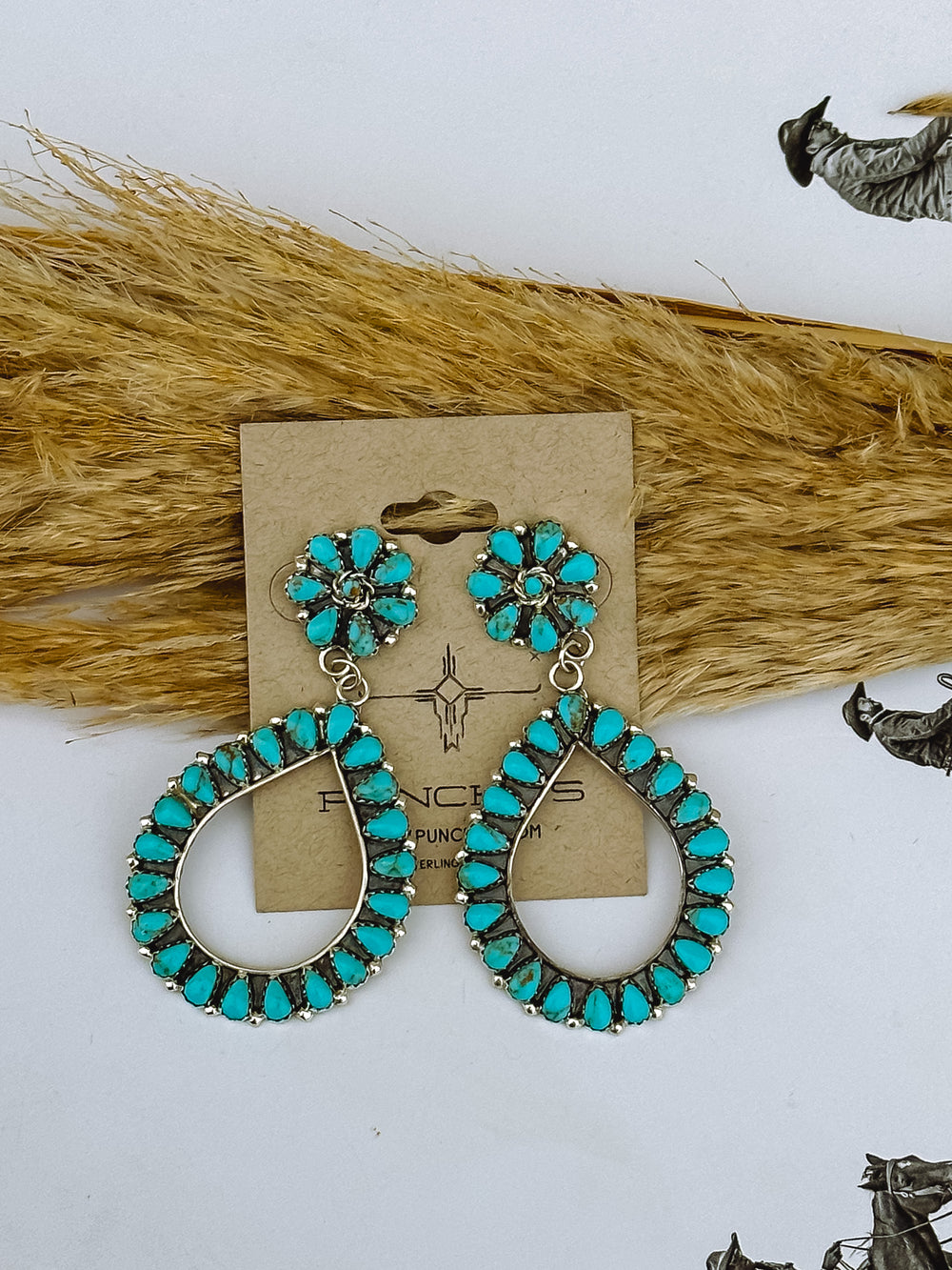 Turquoise Teardrop Flowerpost Earring