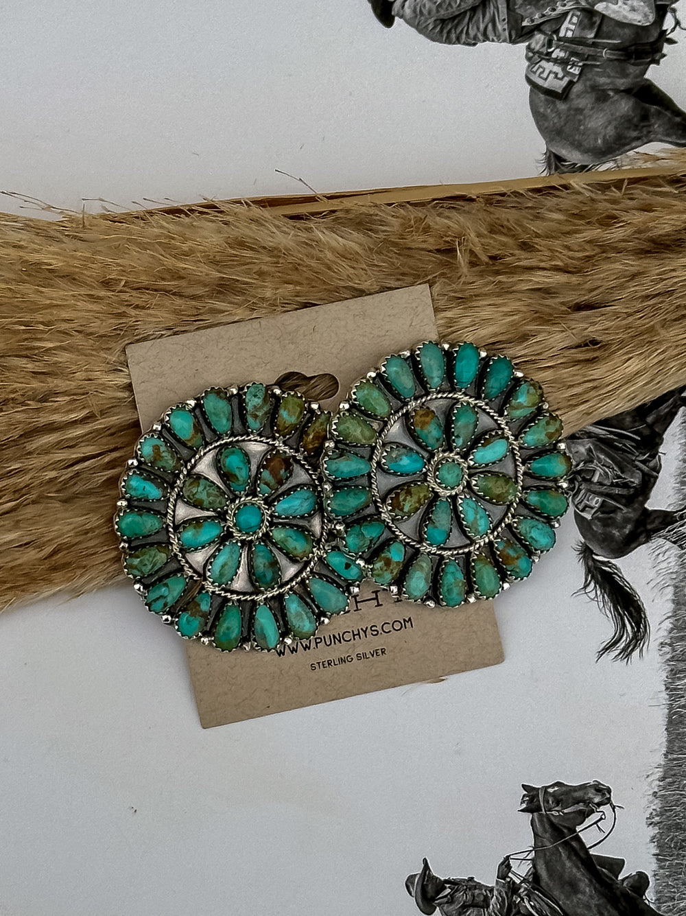 1.75" Turquoise Cluster Earrings