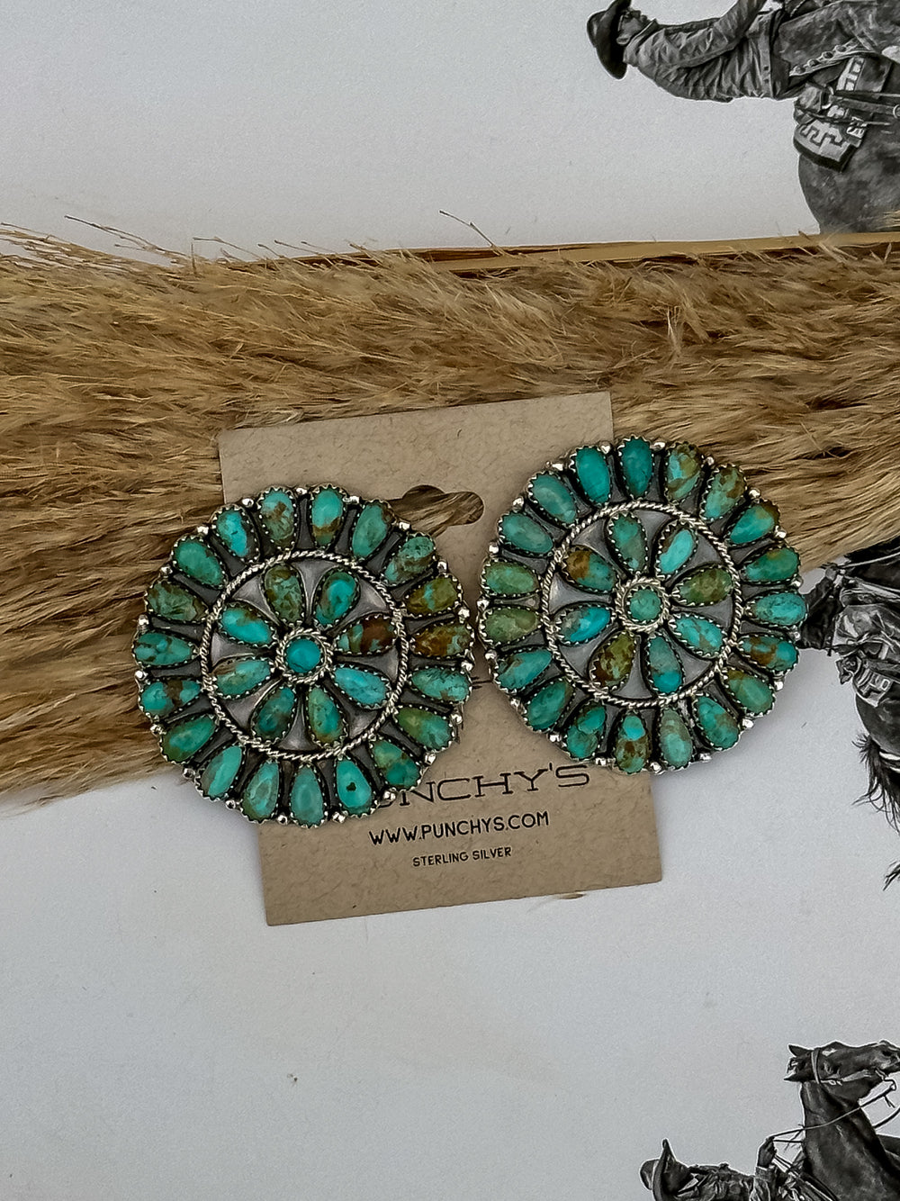 1.75" Turquoise Cluster Earrings