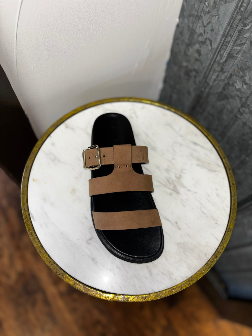 Maze Taupe Nubuck Slide Sandals