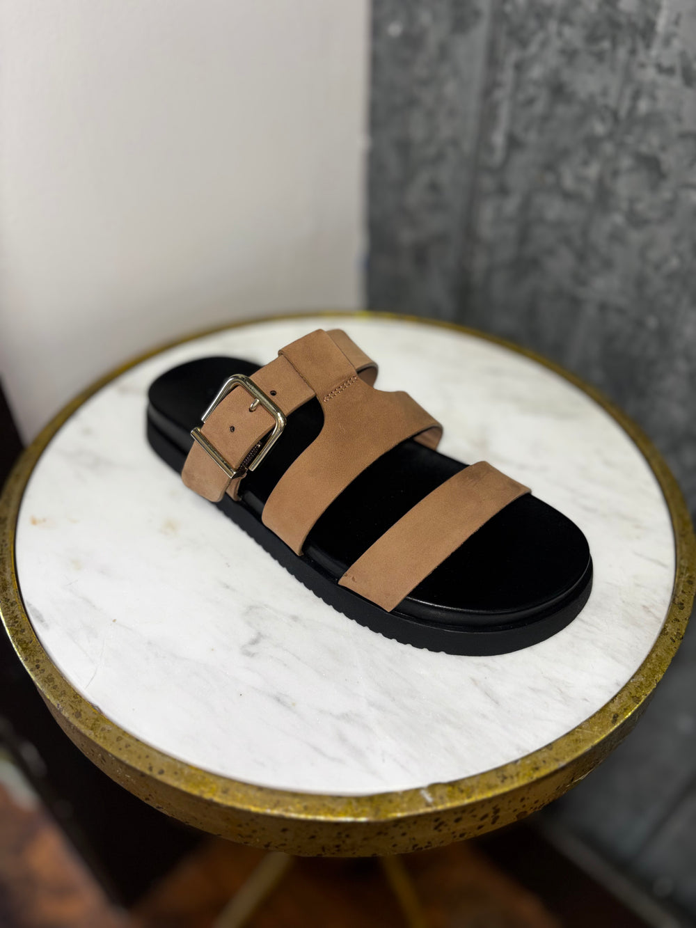 Maze Taupe Nubuck Slide Sandals