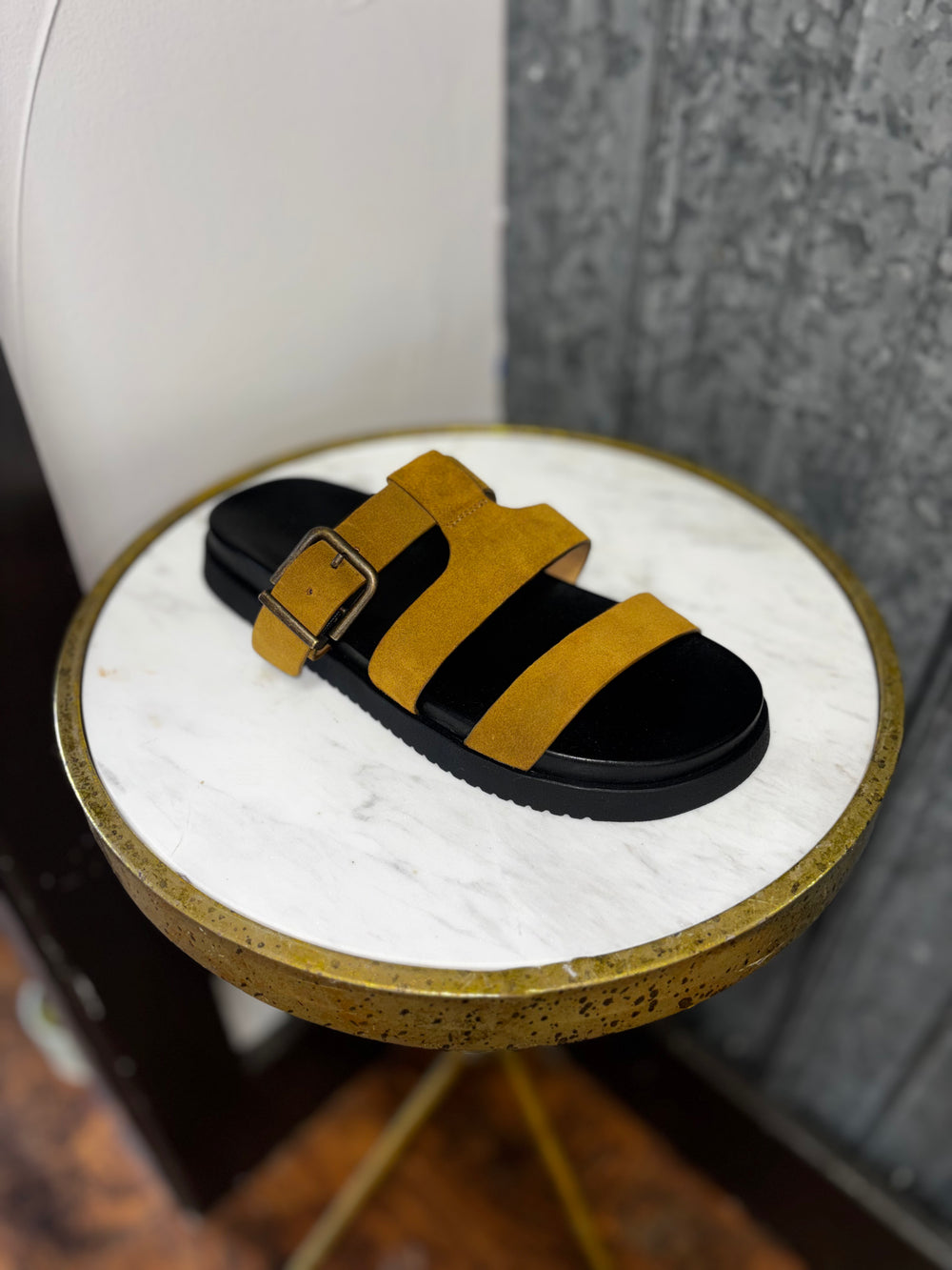 Olive Suede Slide