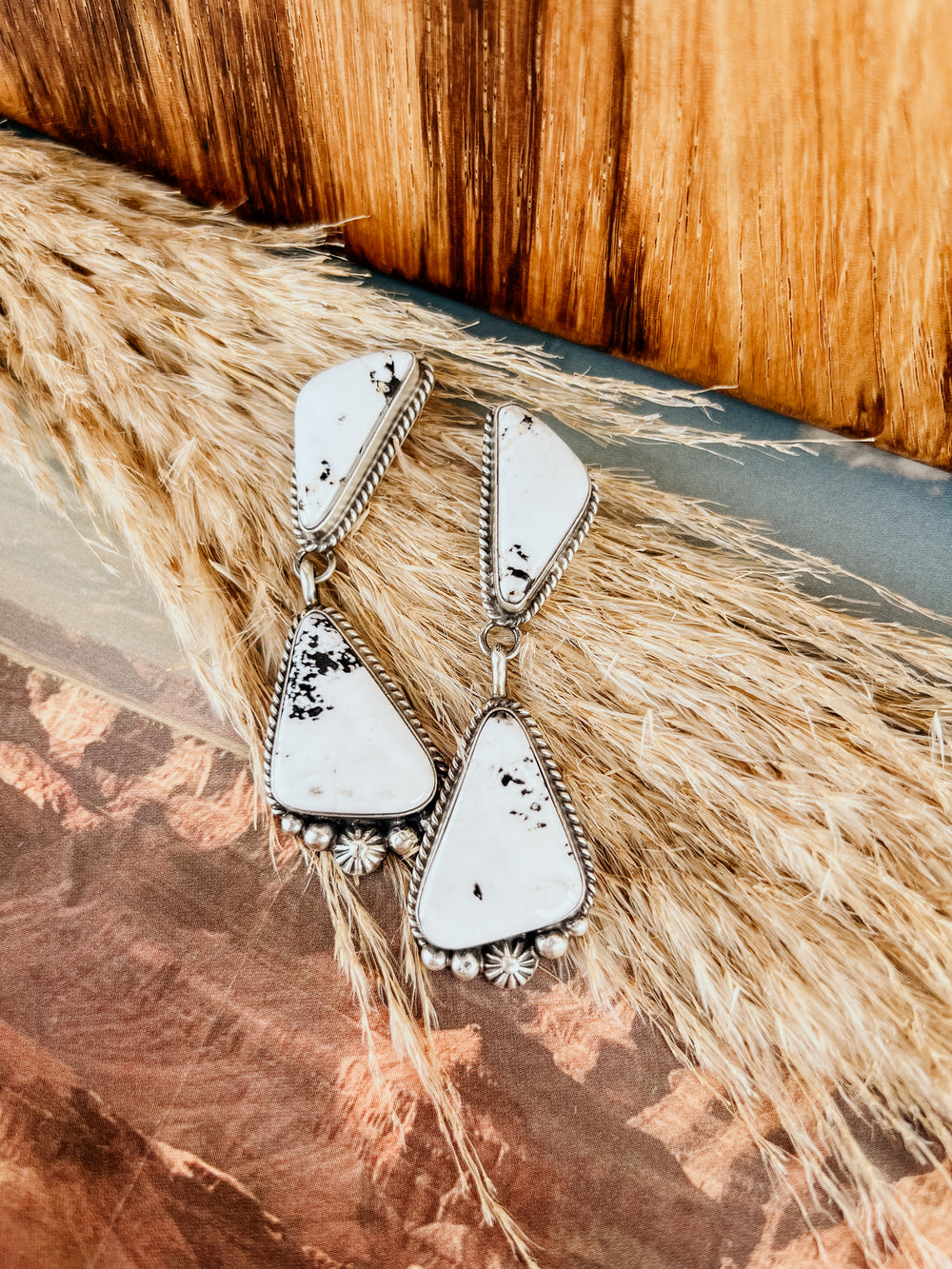 White Buffalo Triangle Dangle Earring