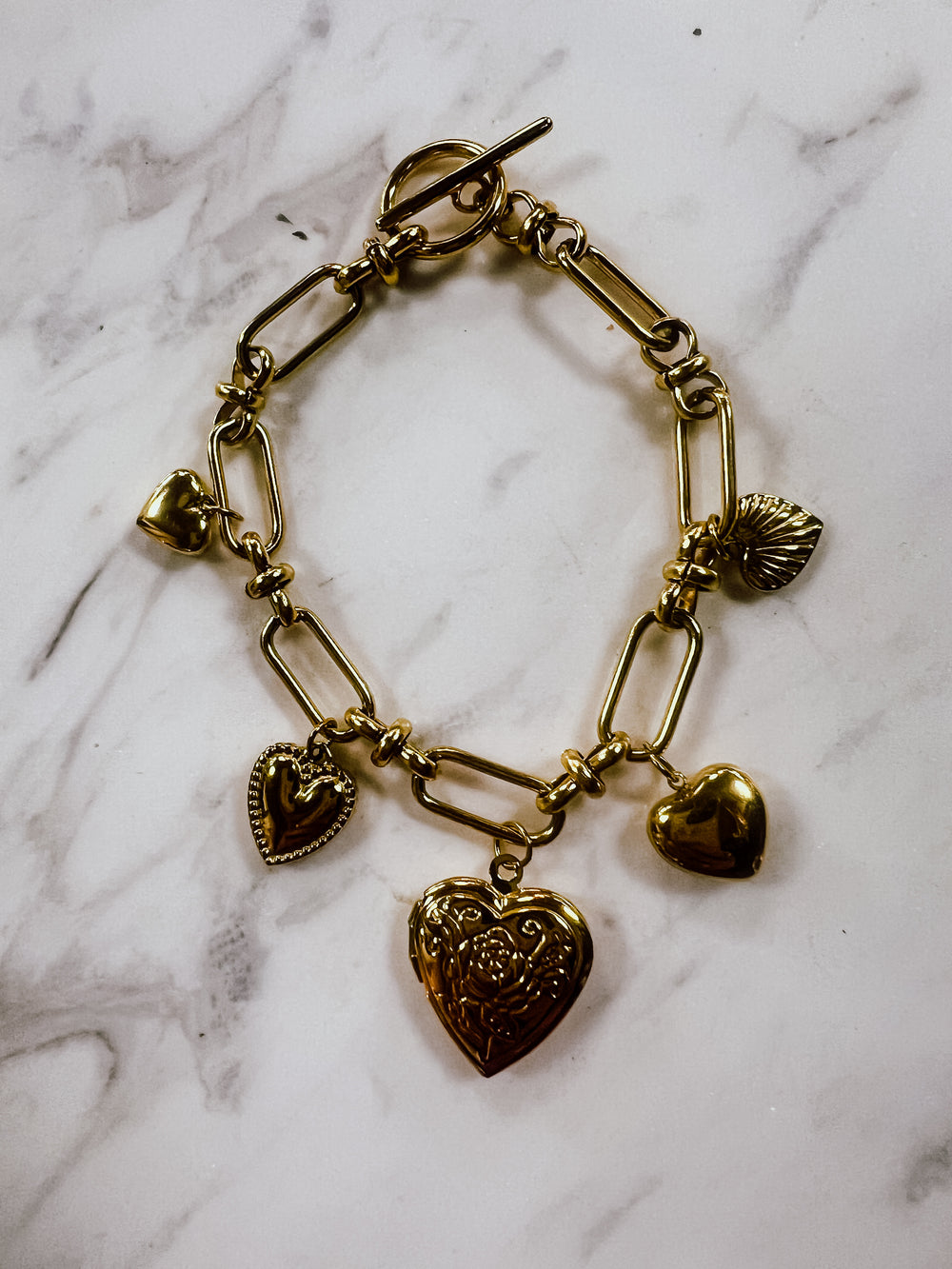 Heart Charm 18k Gold Plated Bracelet