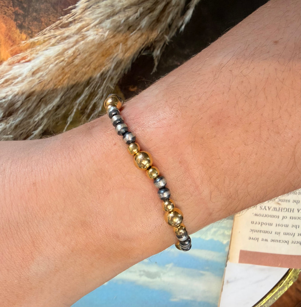 Golden Trio Mix Stretch Navajo Bracelet