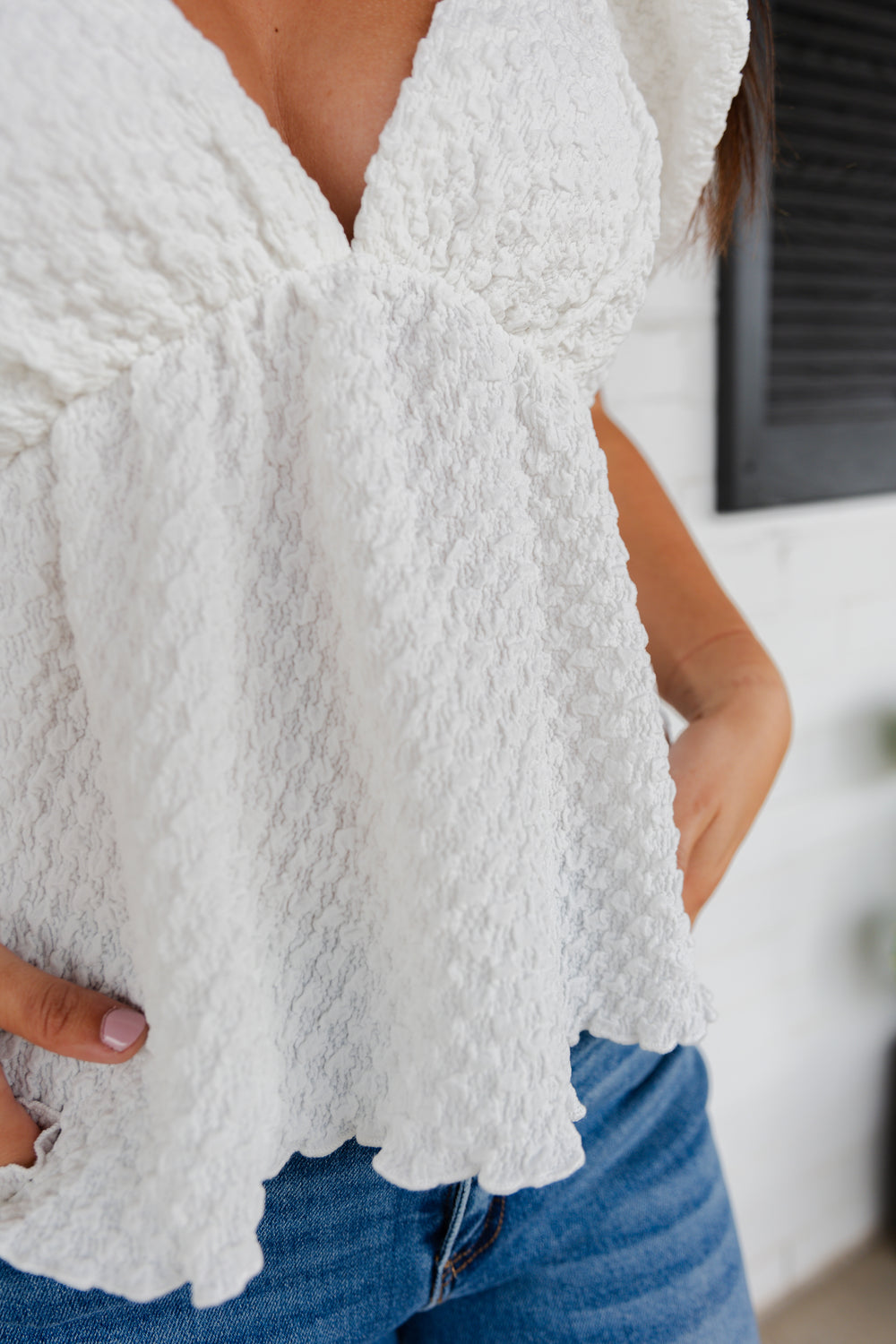 Ivory Bubble Peplum Blouse