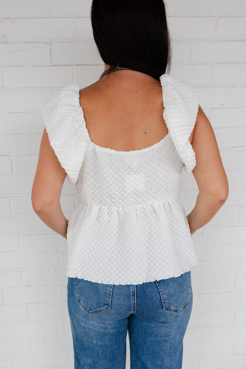 Ivory Bubble Peplum Blouse