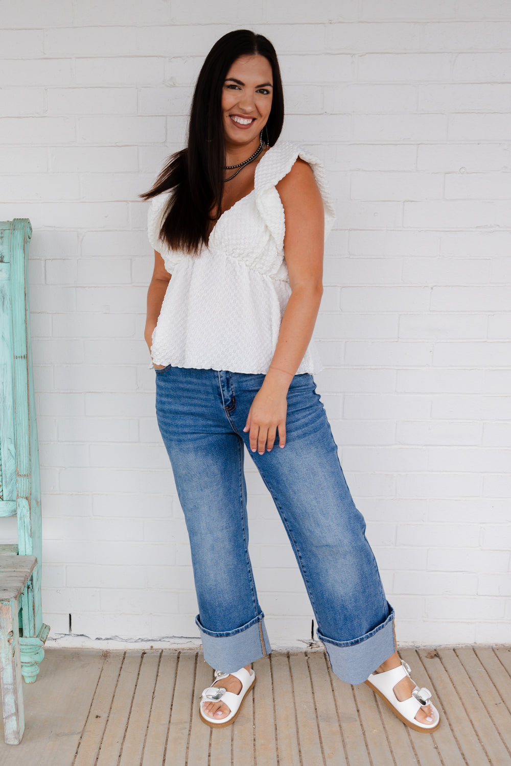 Ivory Bubble Peplum Blouse