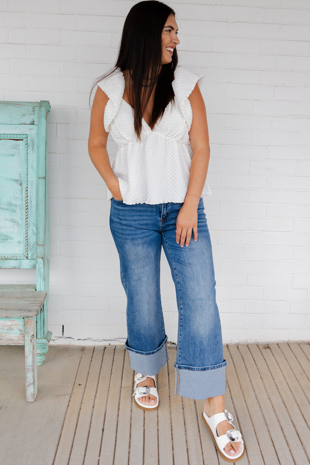 Ivory Bubble Peplum Blouse