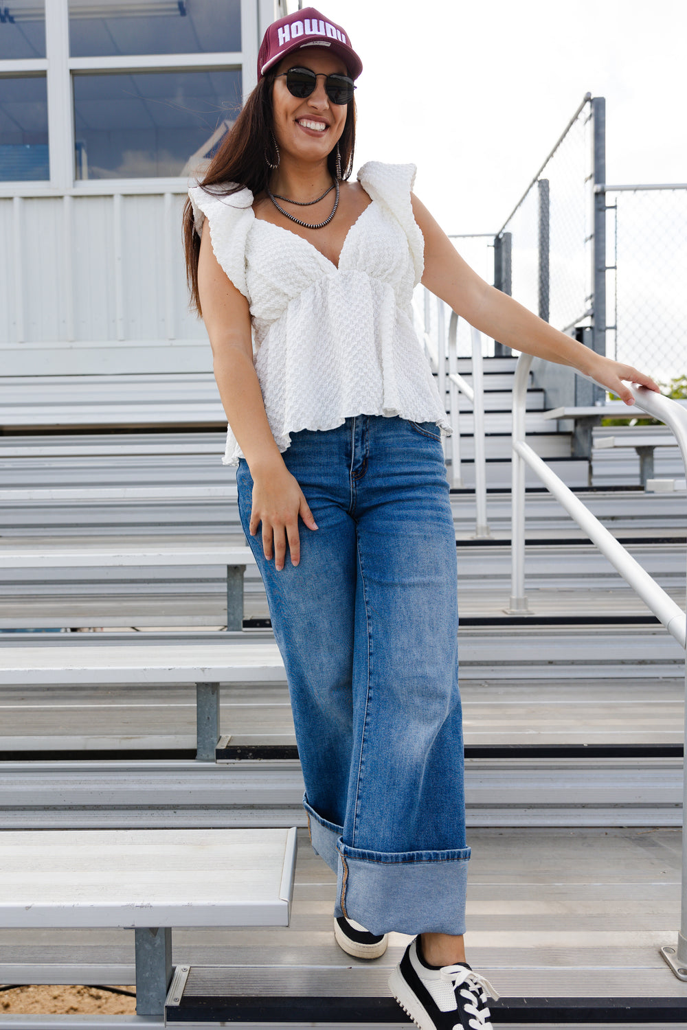 Ivory Bubble Peplum Blouse