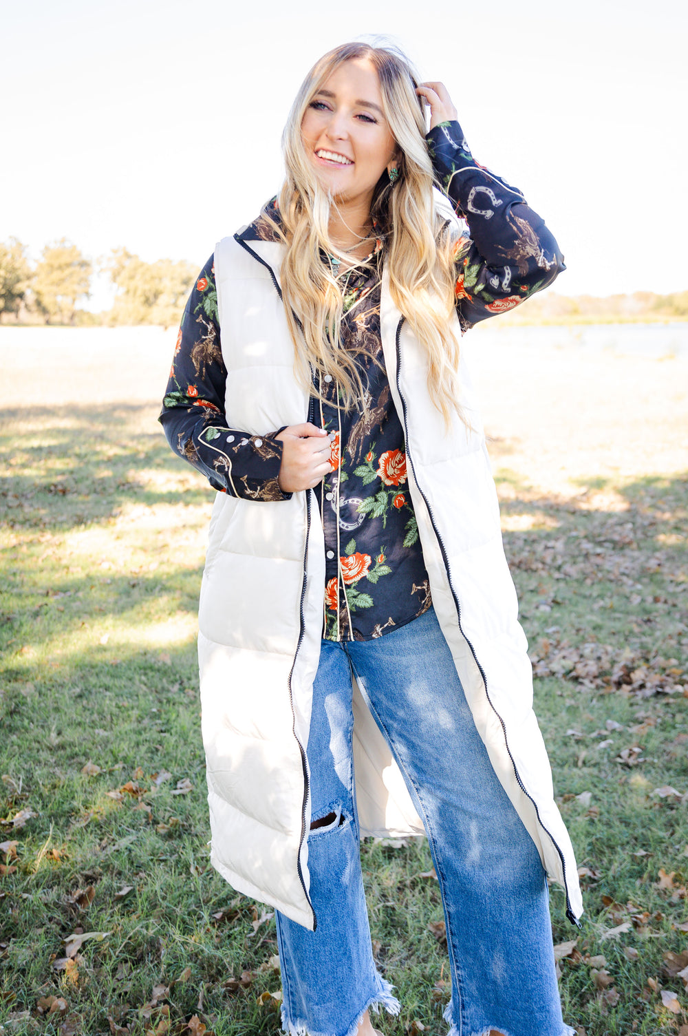 Ivory Trench Puffer Vest