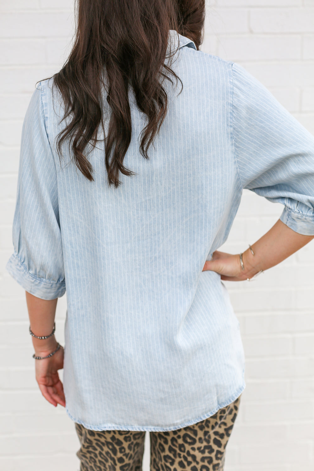 Indigo Pinstripe Blouse