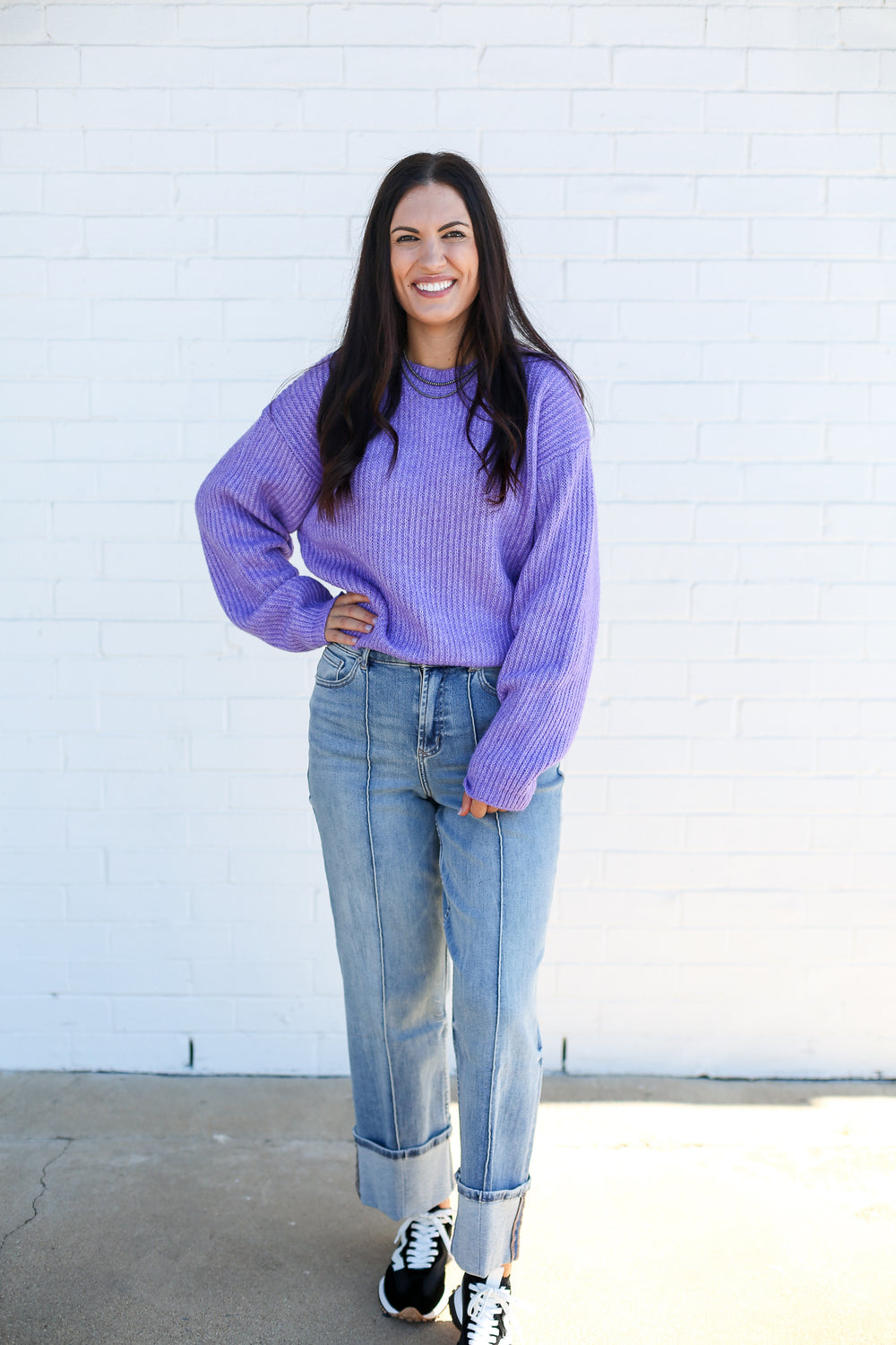 Iris Purple Knitted Long Sleeve Sweater