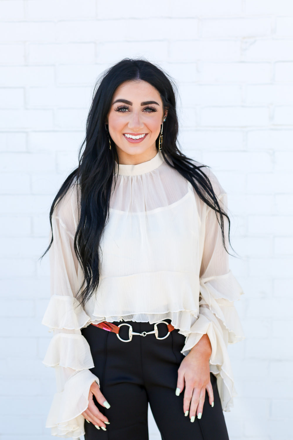 Ivory Hi-low Ruffled Blouse