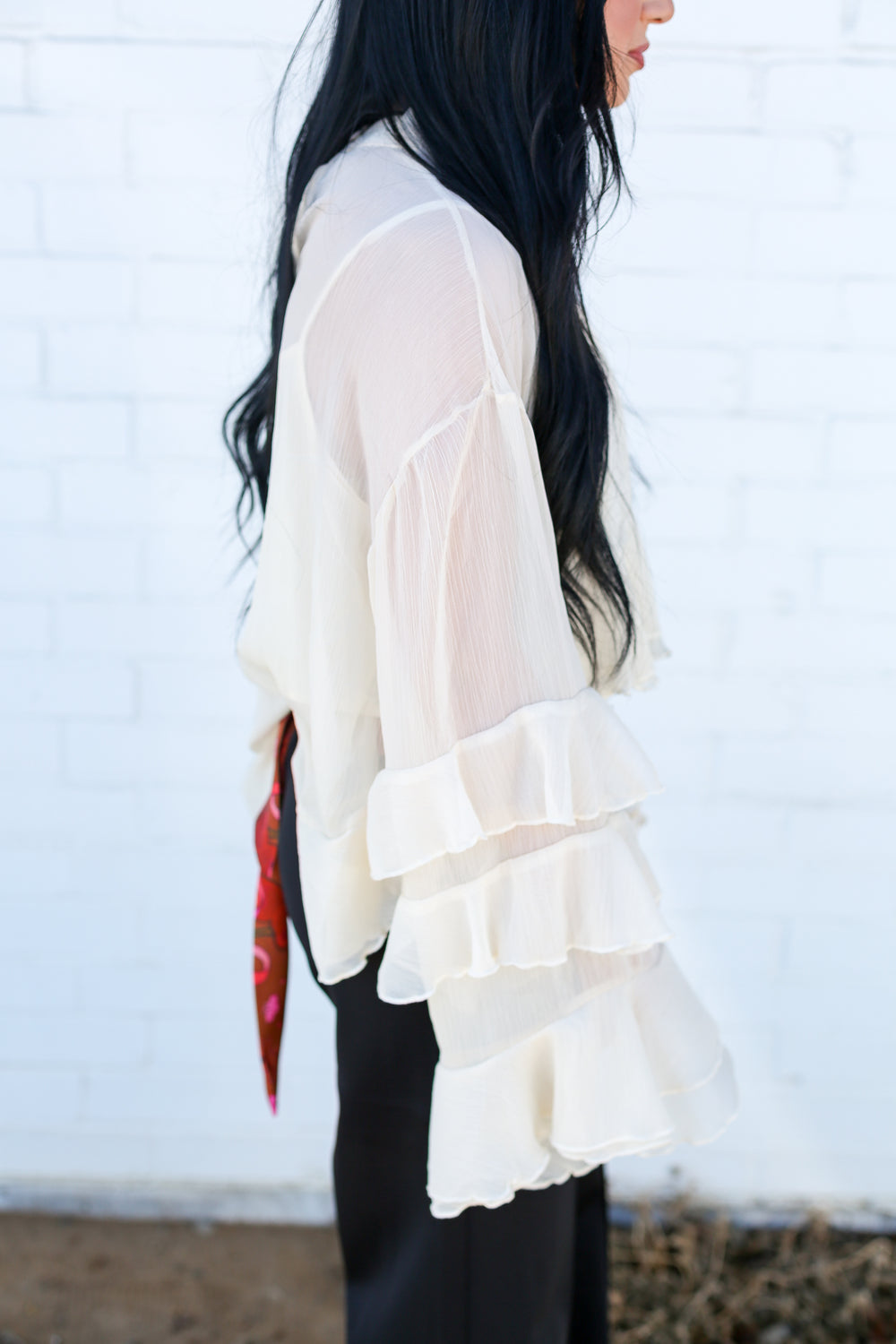 Ivory Hi-low Ruffled Blouse