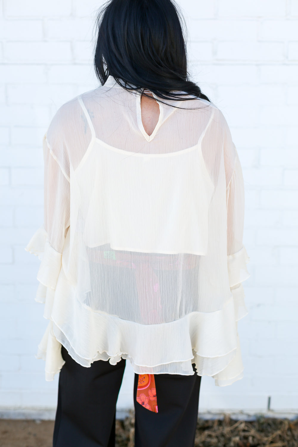 Ivory Hi-low Ruffled Blouse