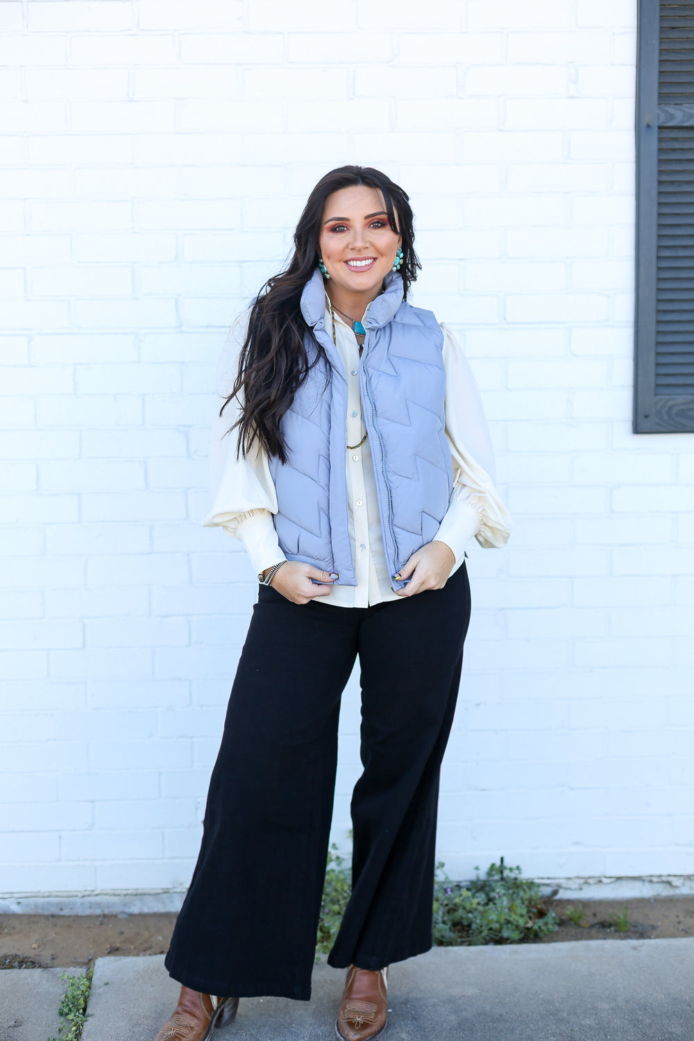 Janice Denim Blue Puffer Vest