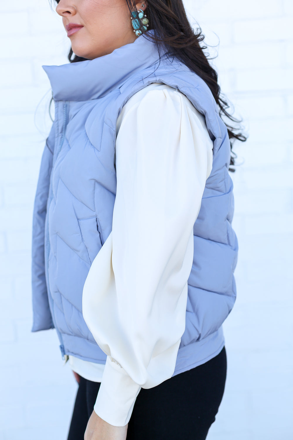 Janice Denim Blue Puffer Vest