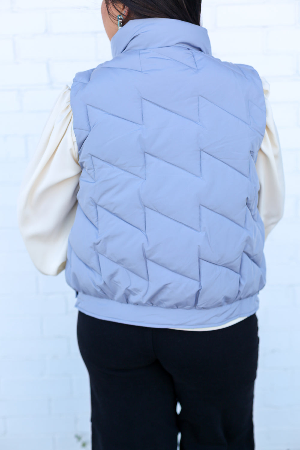 Janice Denim Blue Puffer Vest