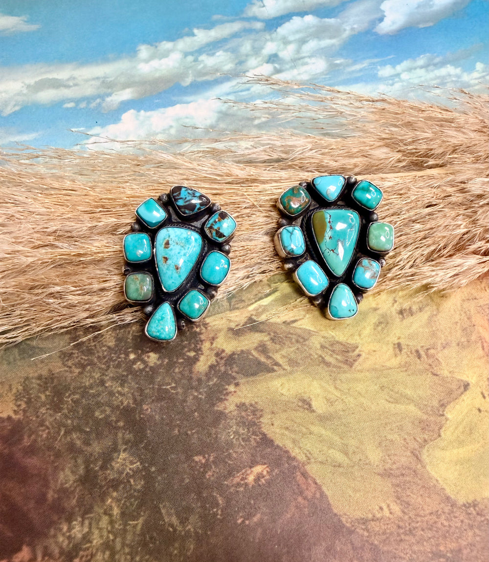 June Mixed Turquoise Squash Blossom Necklace Set