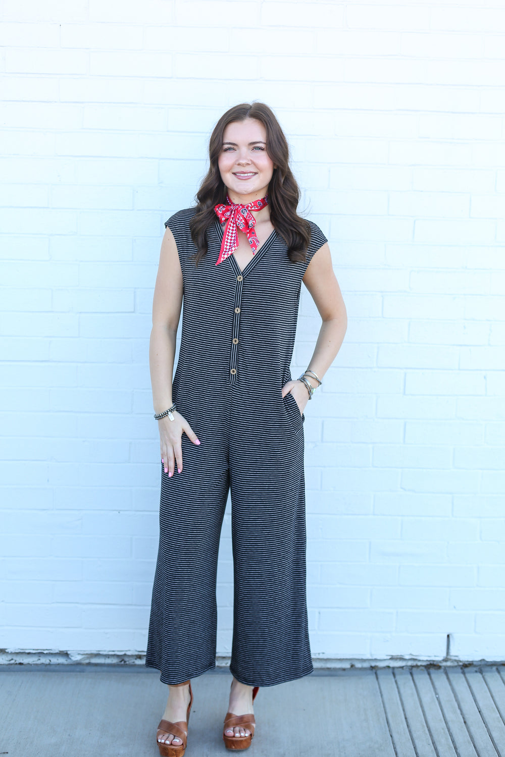Kathy Black Pinstripe Jumpsuit
