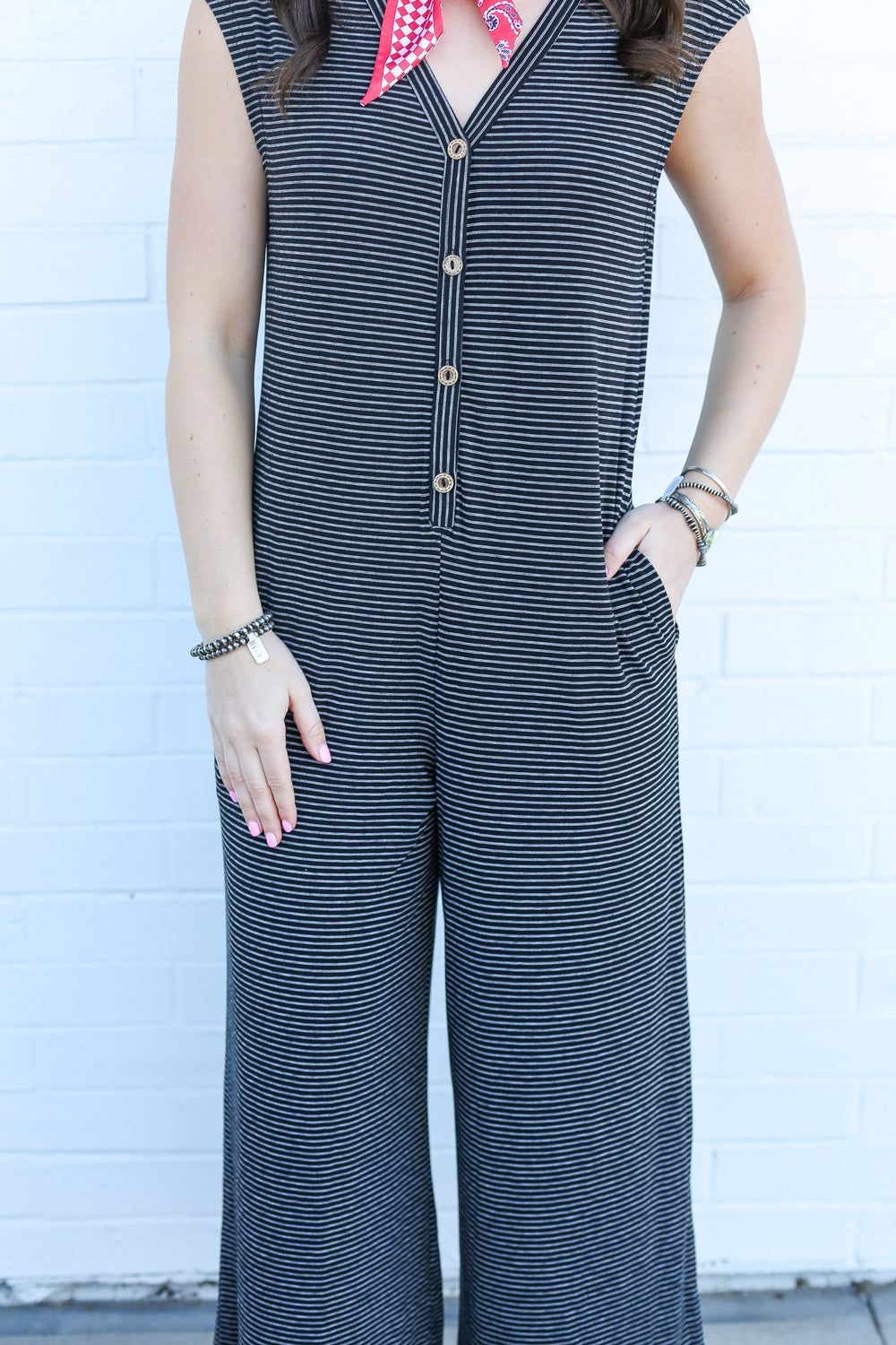 Kathy Black Pinstripe Jumpsuit