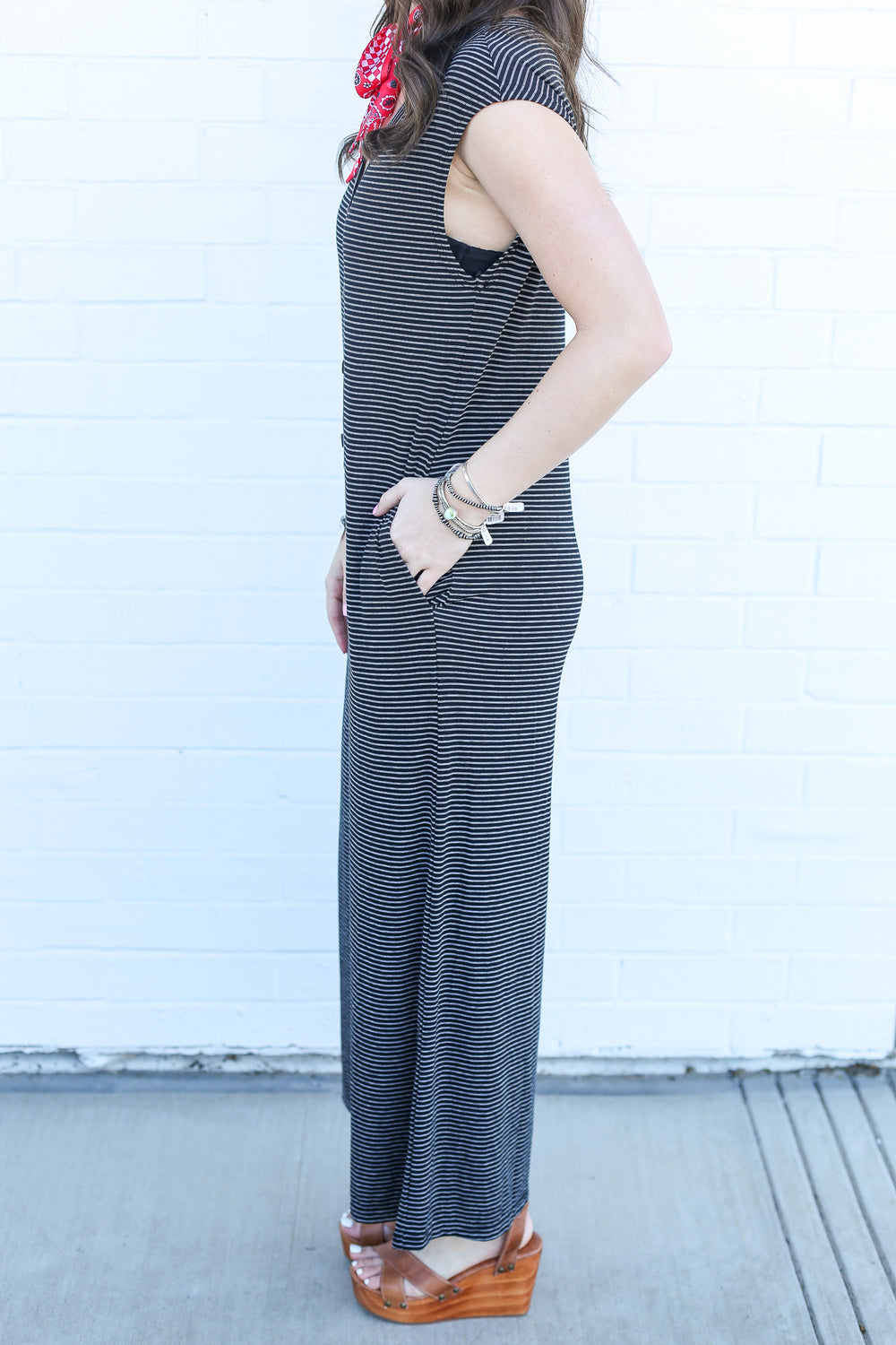Kathy Black Pinstripe Jumpsuit