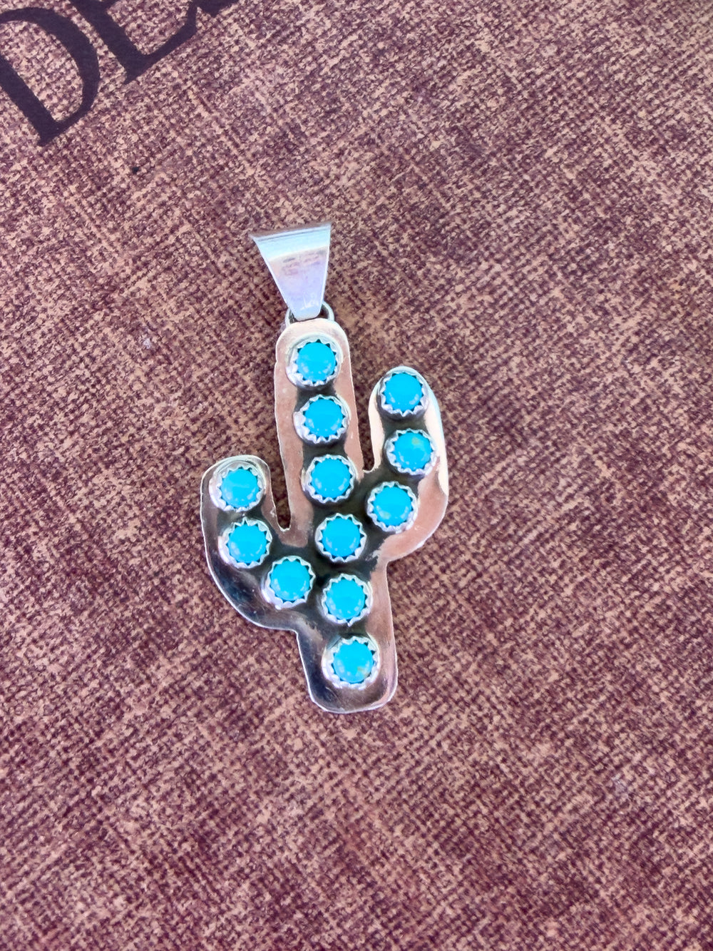 Kingman Turquoise Cactus Pendant