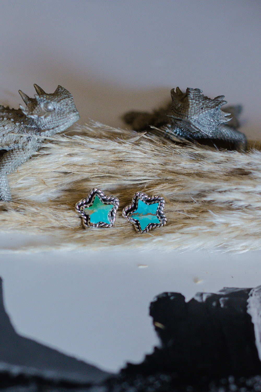 Kingman Turquoise Star Studs