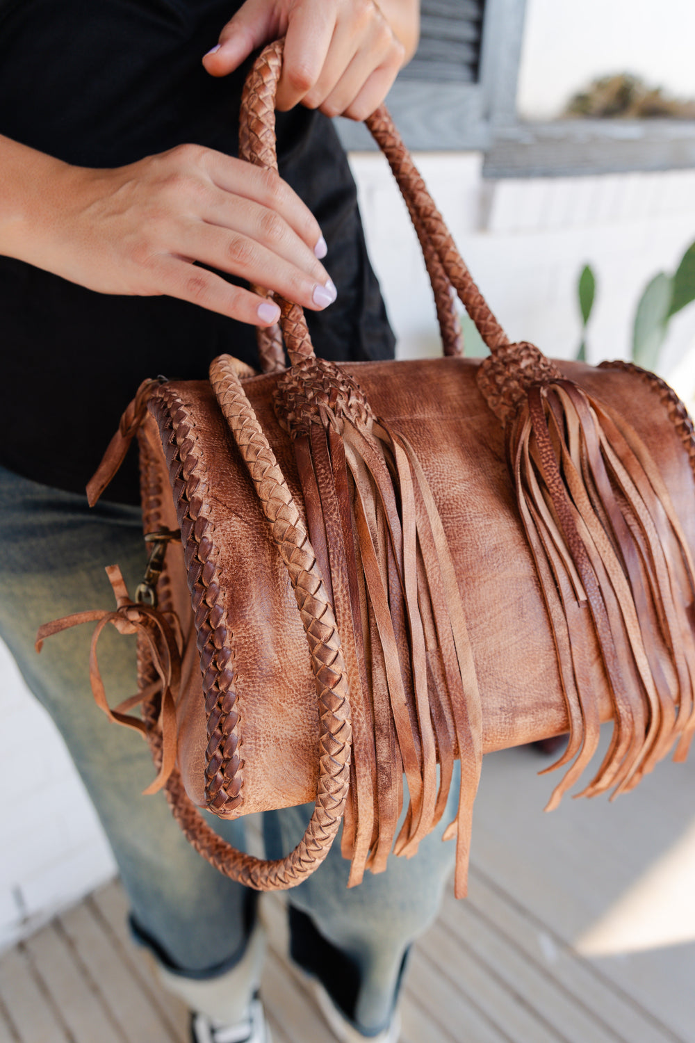 Leather Fringe Tote