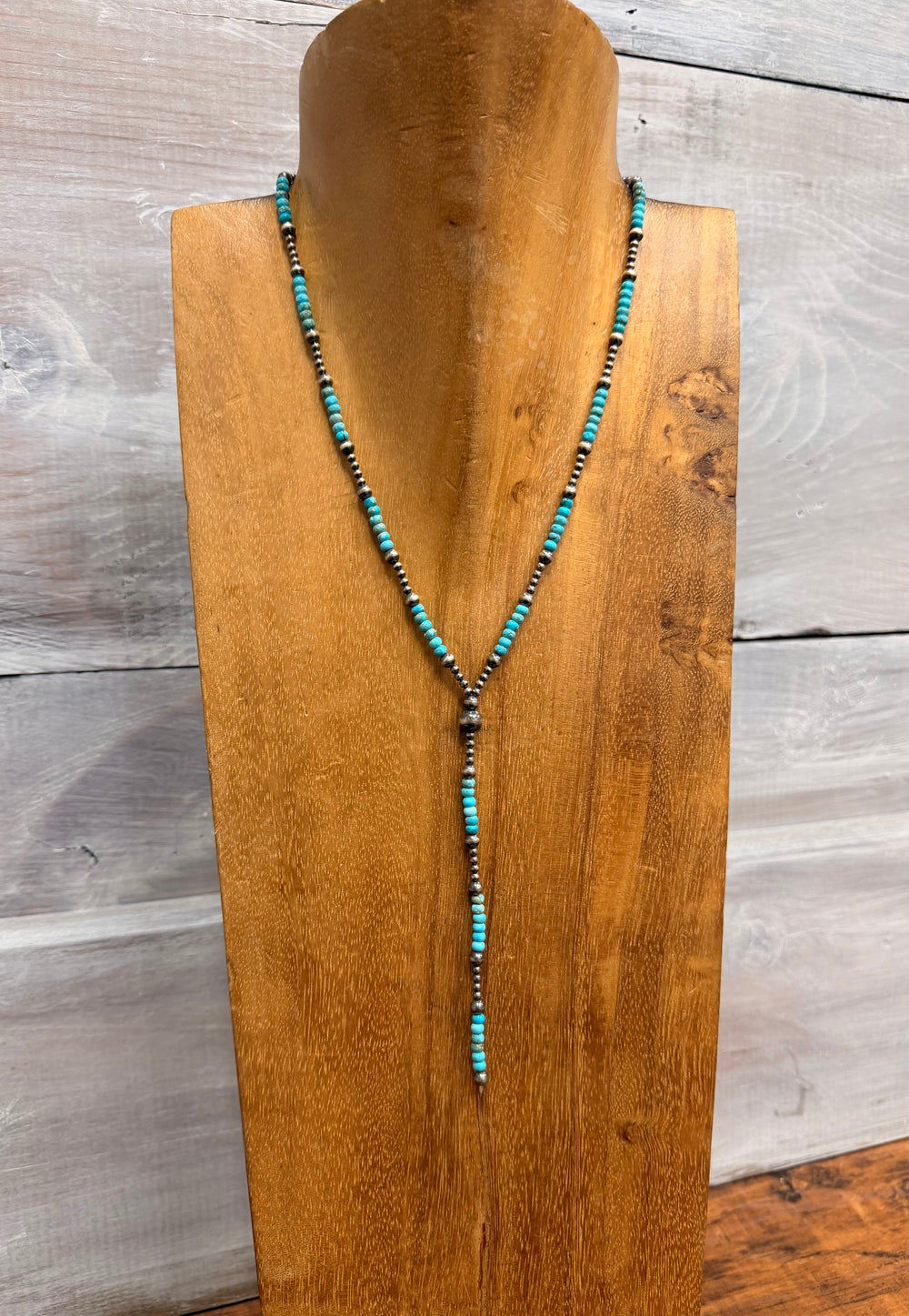 Lainey Turquoise and Navajo Pearl Lariat Necklace