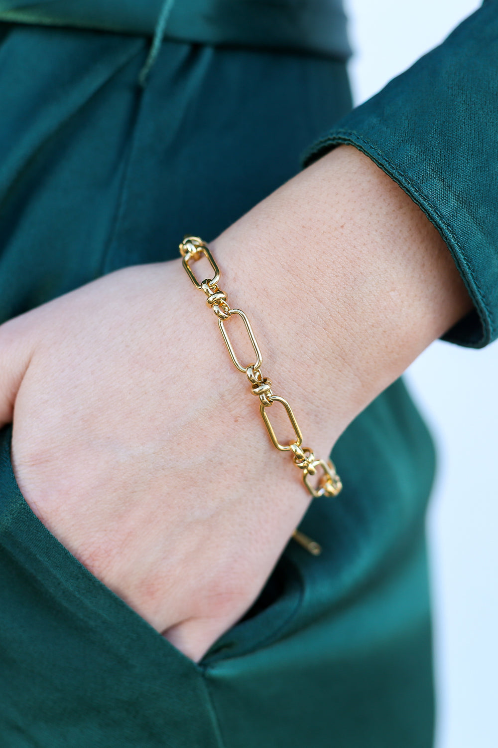 Large Oval Link 18k Gold Plate Bracelet