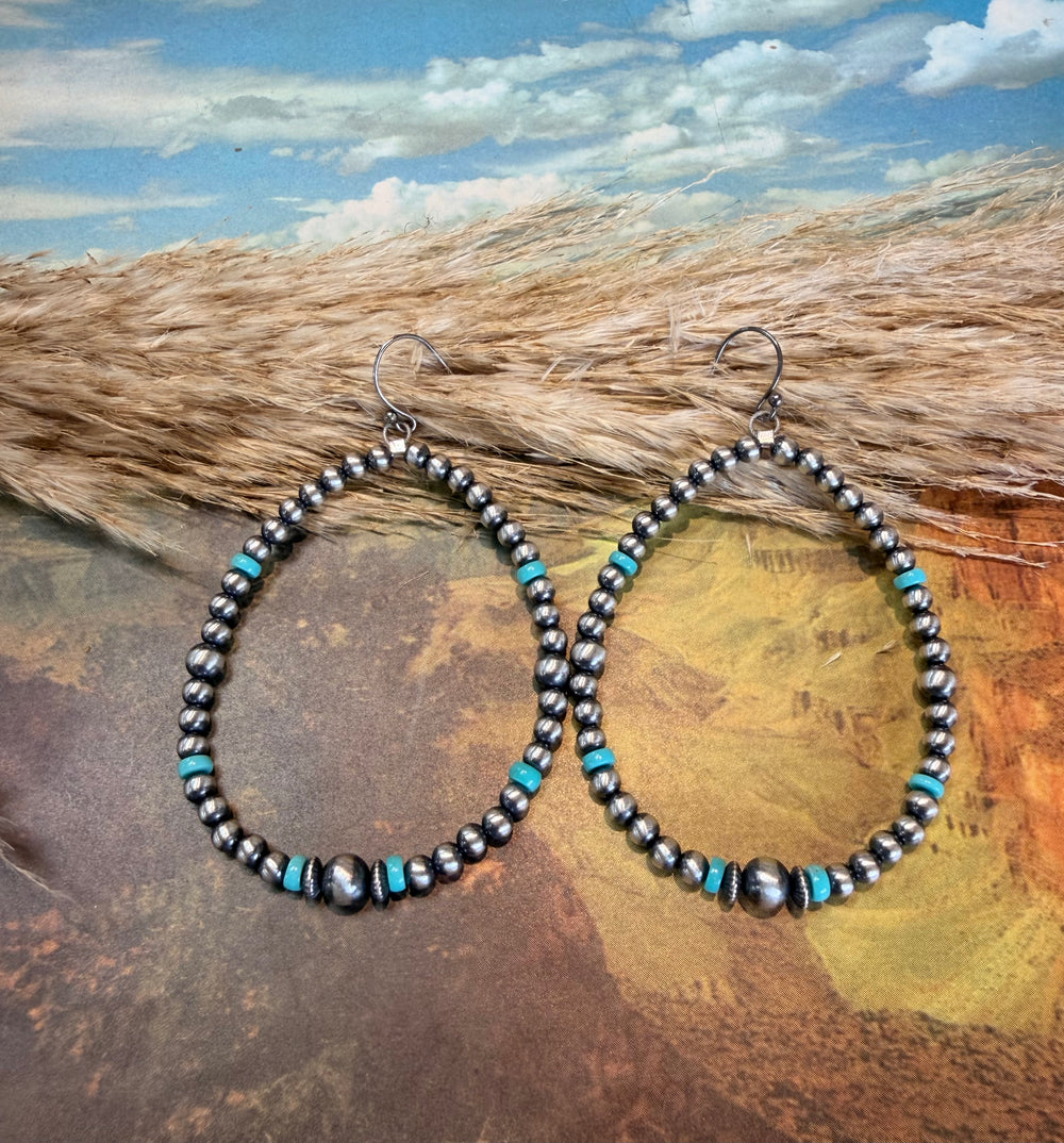 Large Oval Navajo Pearl Kingman Earrings